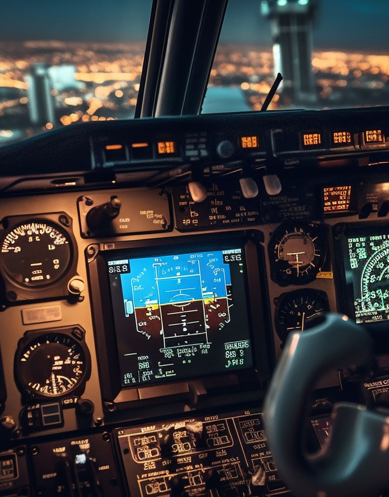 Close up of airplane instruments